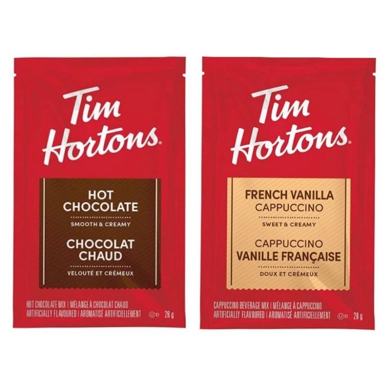 

[ECER MIN 3 SACHET] Tim Hortons Hot Chocolate Chaud 28gr Tim Hortons French Vanilla Cappuccino 28gr
