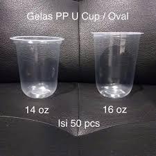 Cup Gelas Oval ukuran 12oz | 14oz | 16oz | 18oz 1 pack isi 50pcs Khusus medan ( Instant sameday )
