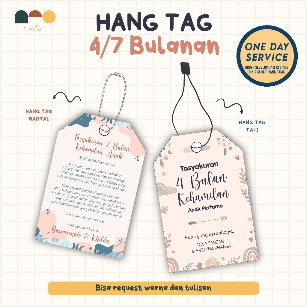 Hang Tag 4 Bulanan Kehamilan Custom / Hangtag 7 Bulanan Kehamilan / Hangtag Segienam - Part 1