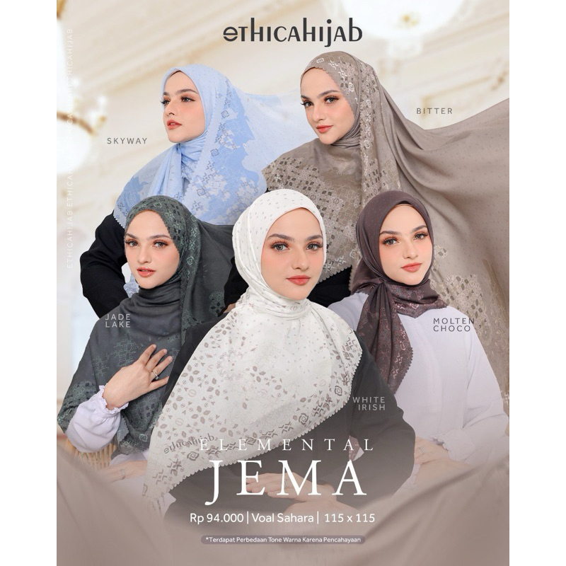 Hijab Motif Ethica Elemental Jema Bahan Voal Sahara Ready 5 Warna