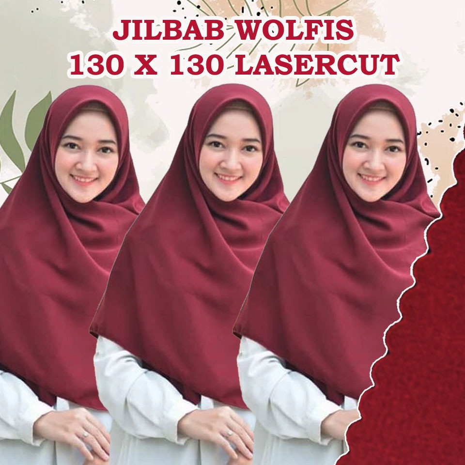 jilbab segiempat wolfis jumbo 130x130 lesercut/jilbab wolfis/jilbab syari/jilbab segiempat jumbo
