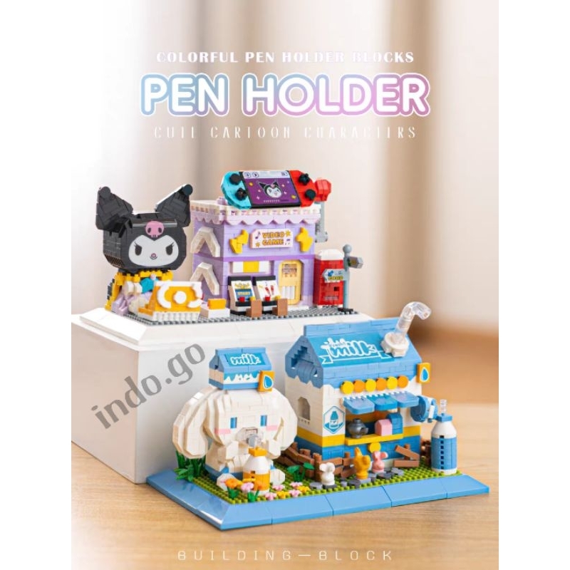 mainan balok pen holder  pen holder bricks pen holder