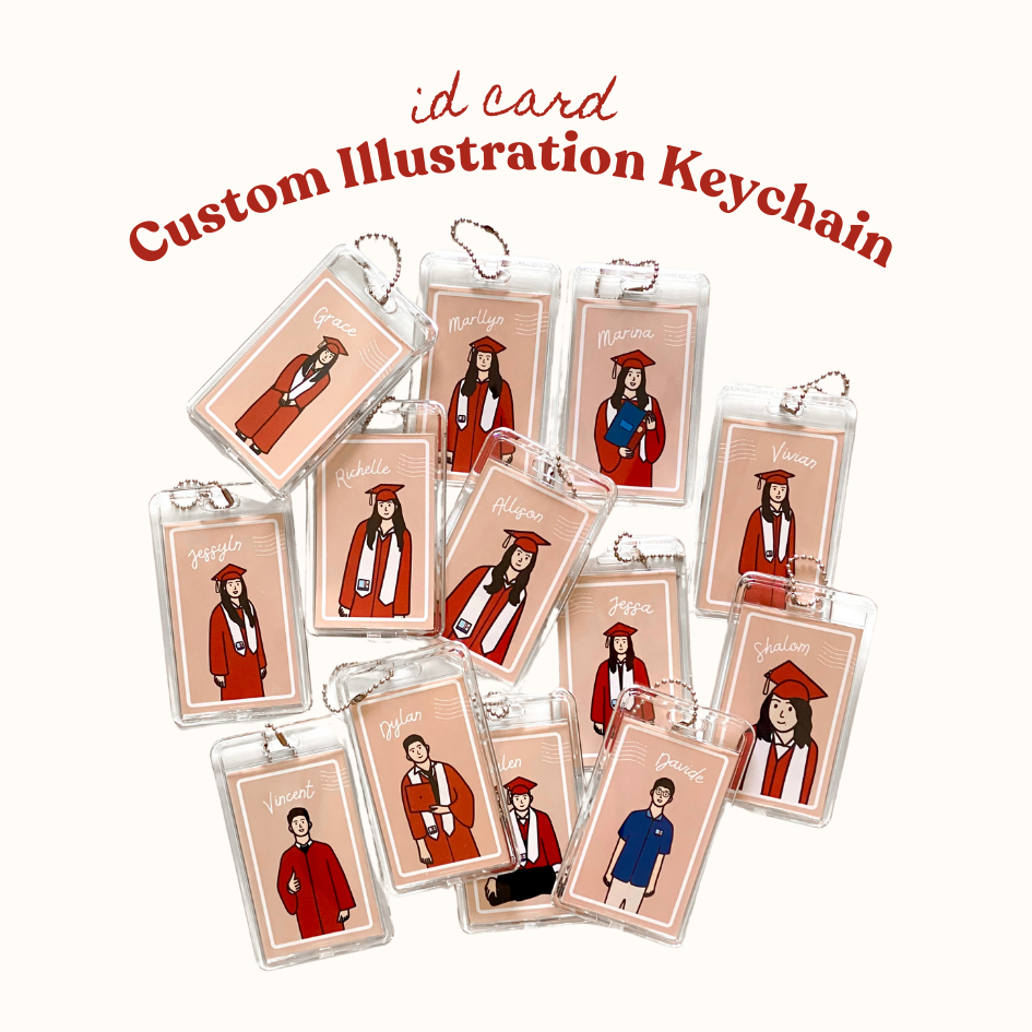 [Custom Illustration ID Card Keychain] Custom Illustration Gantungan Kunci ID Card Acrylic | Hadiah 
