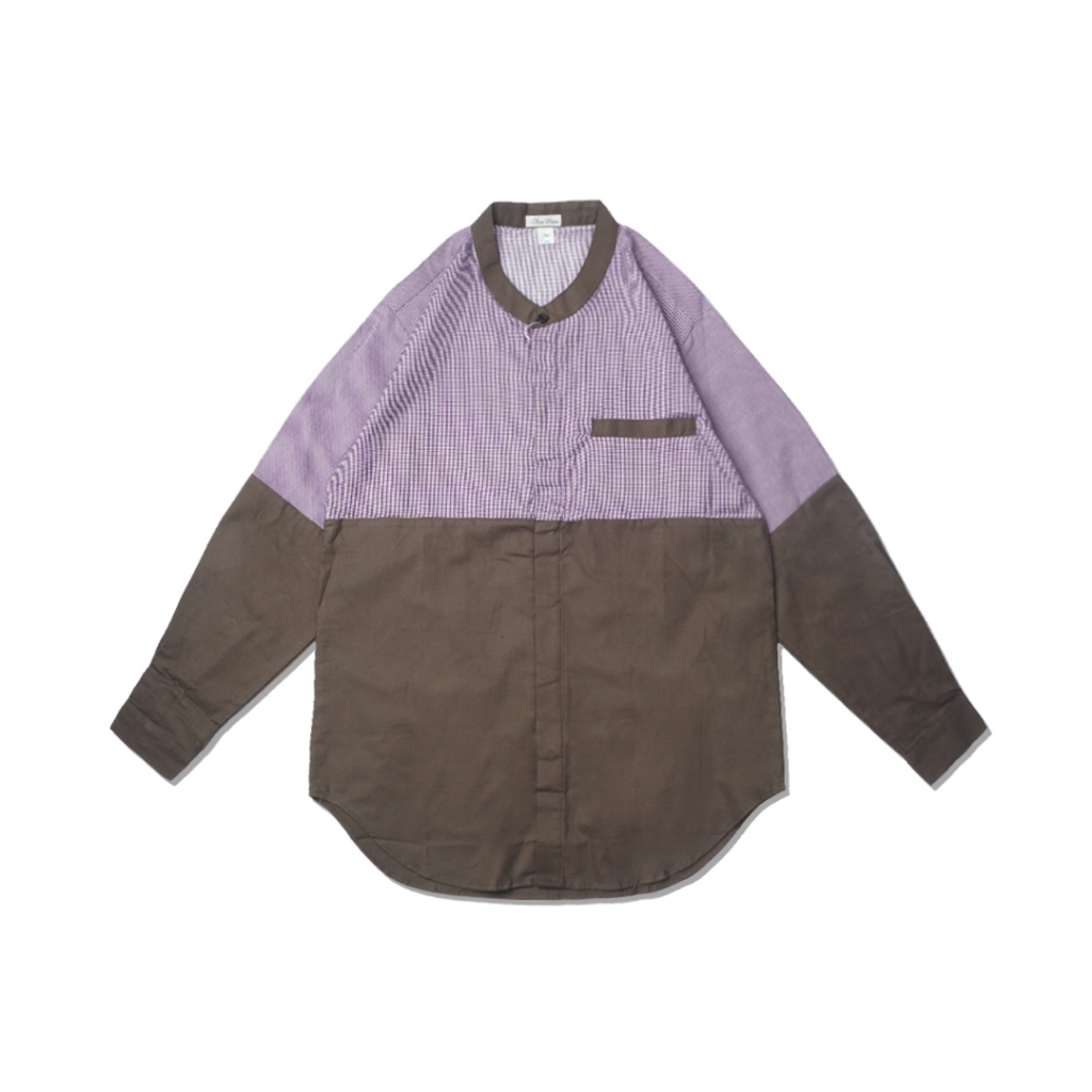 baju Koko Ungu Cokelat Lengan Panjang