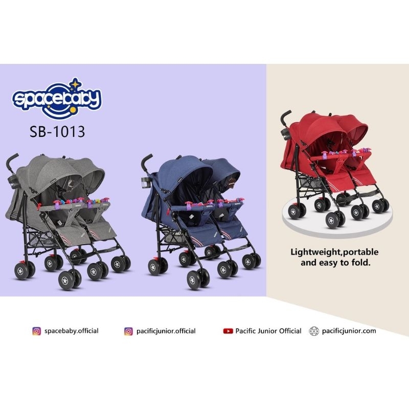 Stroller Spacebaby Sb1013 Kereta Bayi Kembar Stroller Twin
