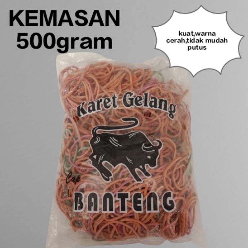 

KARET GELANG CAP BANTENG KEMASAN 500gr(1/2kg)