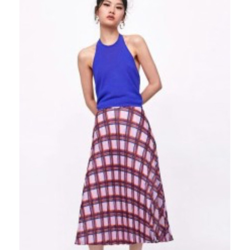 Zara Pleats Skirt Tartan Skirt Checkered Skirt Pleated Skirt Rok Plisket Midi Skirt Long skirt