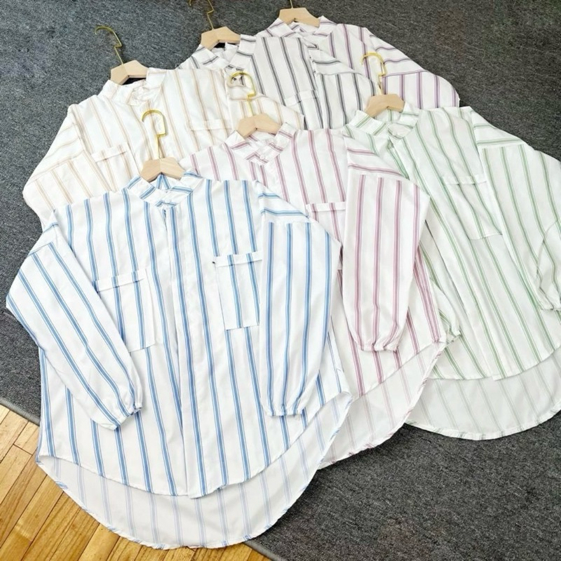 KEMEJA JUMBO KIANA STRIPE GARIS WANITA