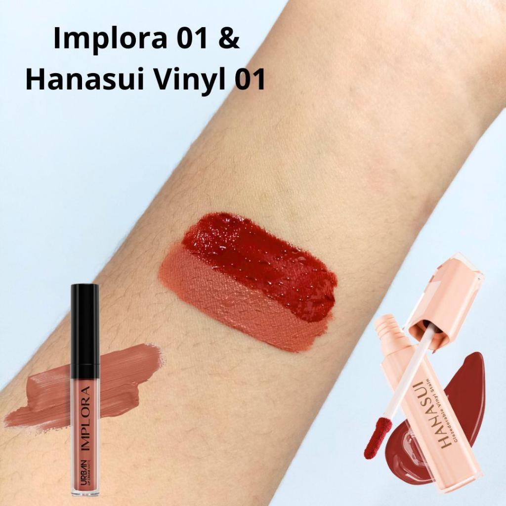 MFI - Paket Ombre Implora Lip Cream 01 Dusky Nude + Hanasui Vinyl 01 Not Today