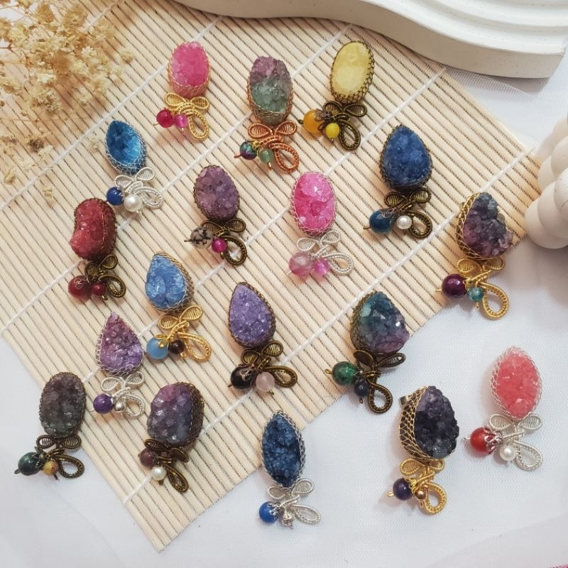 Bros Druzy / Aksesoris Handmade / Bros Batu / Aksesoris Batu / Gemstone