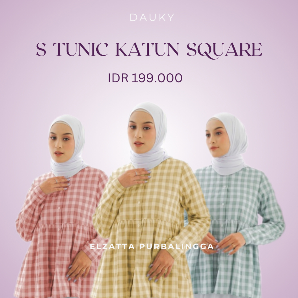 Dauky S Tunic Katun Square Tunik Wanita Bahan Katun Model Full Kancing Dauky