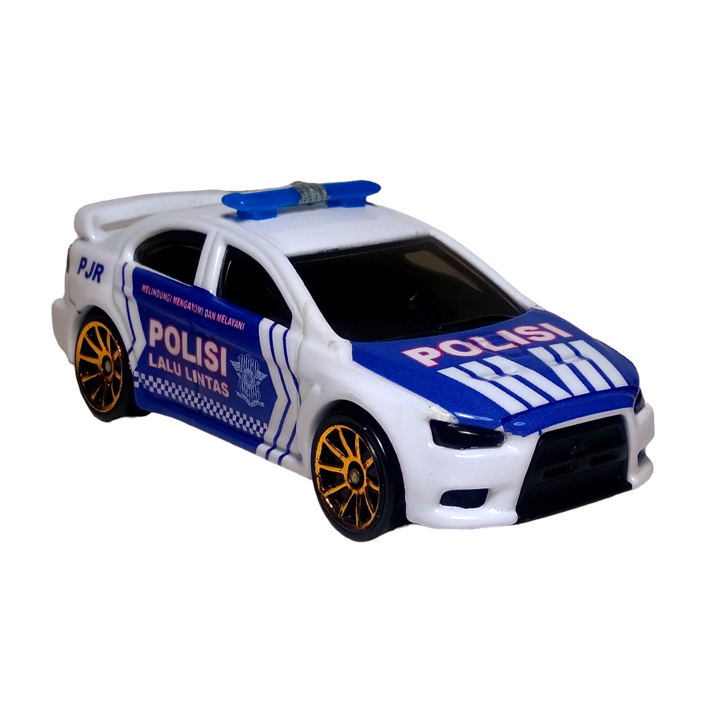DIECAST SKALA 1/64 HOTWHEELS MITSUBISHI LANCER EX CUSTOM MOBIL POLISI INDONESIA PJR PATWAL