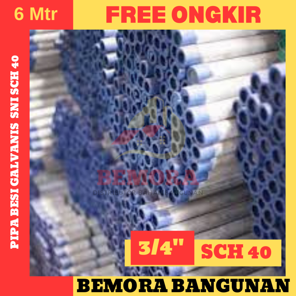 Pipa galvanis Sch40 SNI 3/4 inch (free ongkir jabodetabek)