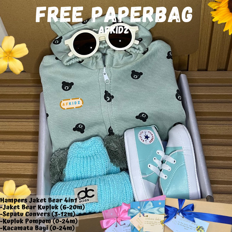 Hampers Jaket Bayi Motif Bear Balita Kado Lahiran Isi 4
