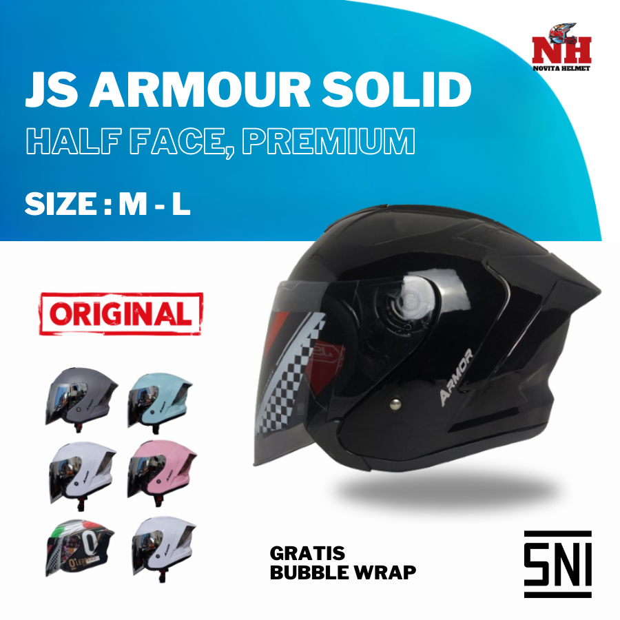 Helm JS Armour Solid Half Face Original 100% Standar SNI