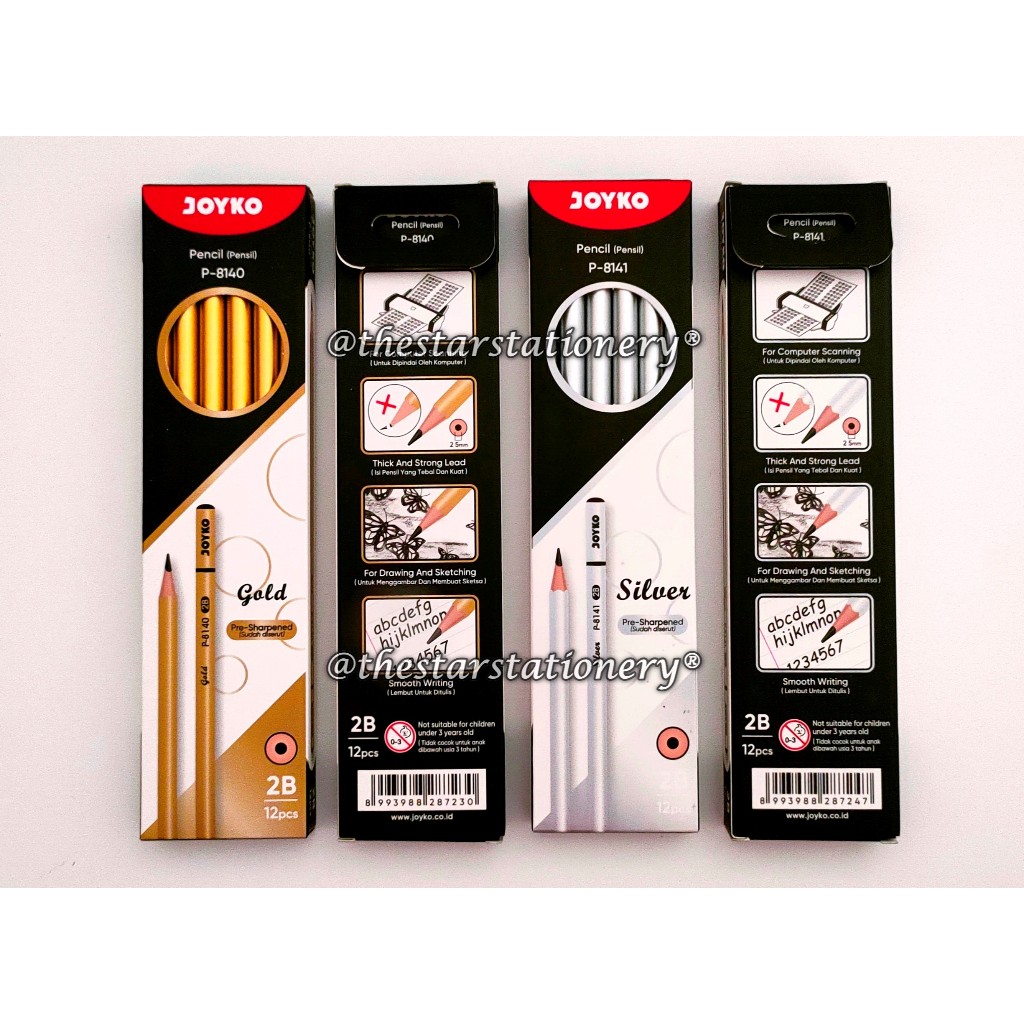 

(1 Pak Isi 12 Pcs) Pensil Joyko P-8140 Gold / Pensil Joyko P-8141 Silver (1 Pak Isi 12 Pcs)