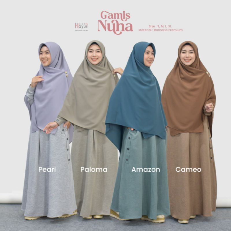 HAYURI Nuha Dress / Gamis / Busana Muslim Syari Polos Kancing