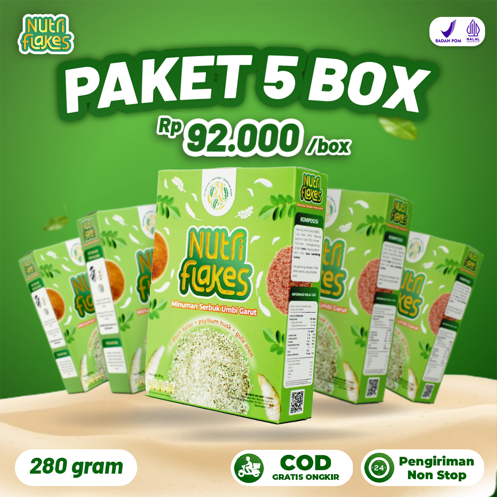 

5 Box Nutriflakes: Solusi Sehat untuk Pencernaan, Penyembuhan, dan Kombinasi Bahan Alami