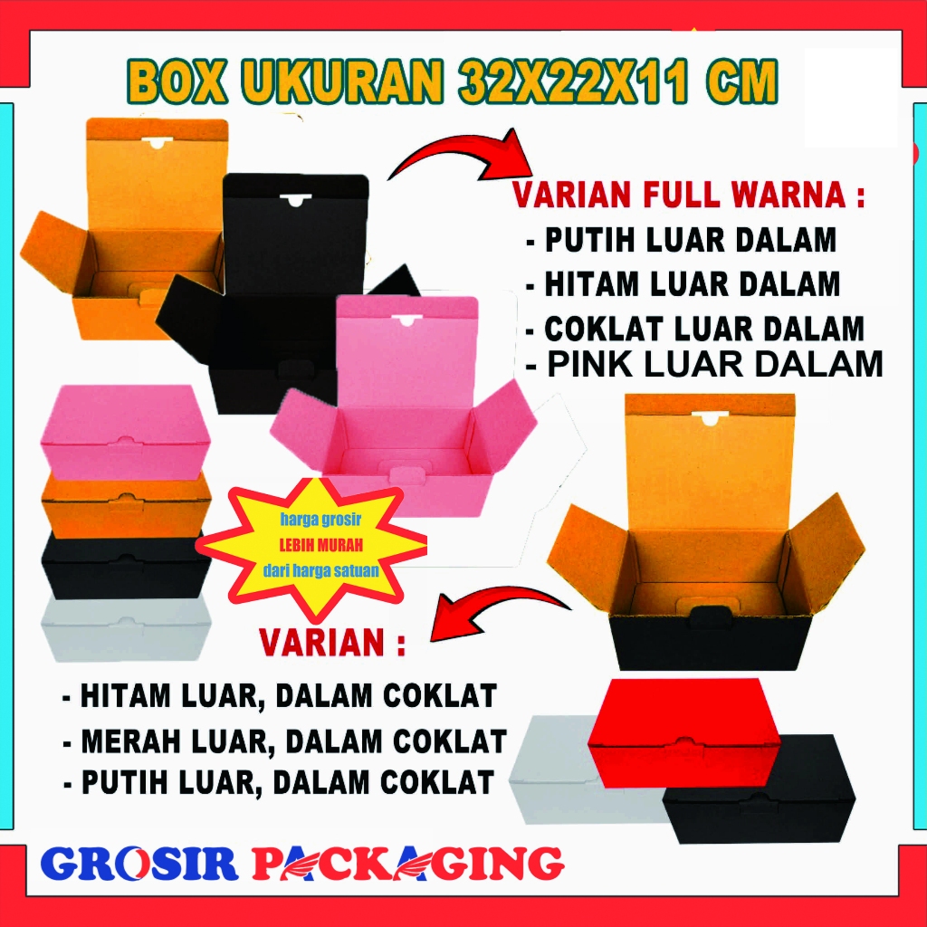 

(PAKET 100 PCS) Box 32x22x11 Cm/ Kardus Packing Model Sloop/ Karton/ Kemasan