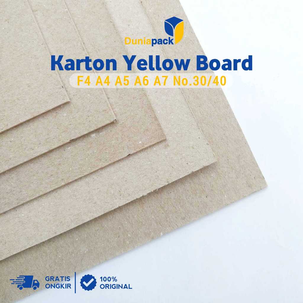

Karton Yellow Board Tebal No.30 2mm No.40 1.5mm F4 A4 A5 A6 A7