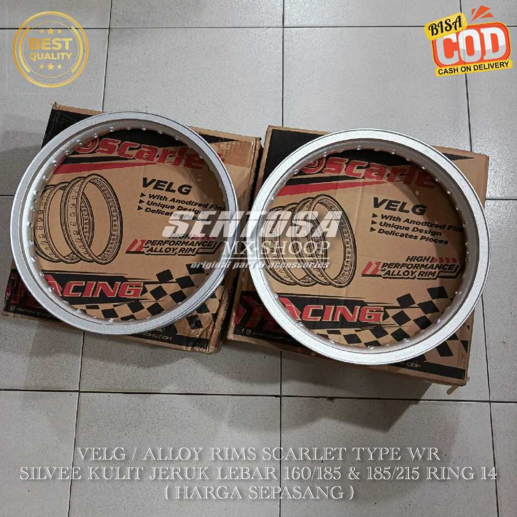 [ HARGA SEPASANG ] VELG / ALLOY RIMS SCARLET TYPE WR SILVER KULIT JERUK LEBAR 160/185 & 185/215 RING
