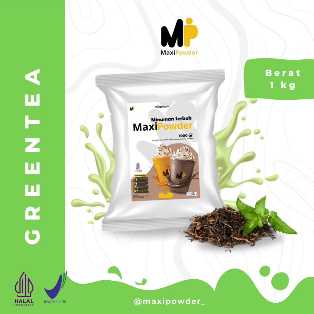 

Bubuk Minuman Rasa GreenTea 1kg / Minuman Kekinian Matcha Termurah / MaxiPowder