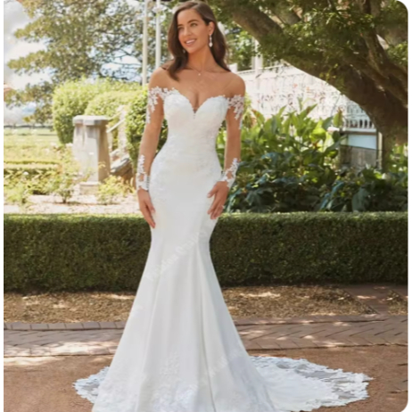 GAUN WEDDING / WEDDING DRESS MERMAID BROKAT / WEDDING DRESS ELEGANT / GAUN PERNIKAHAN / WHITE DRESS 