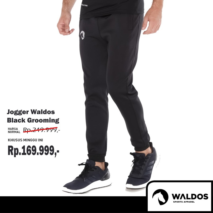 Celana Jogger Waldos Black Grooming Celana panjang nyaman bahan tebal waldos sports apparel