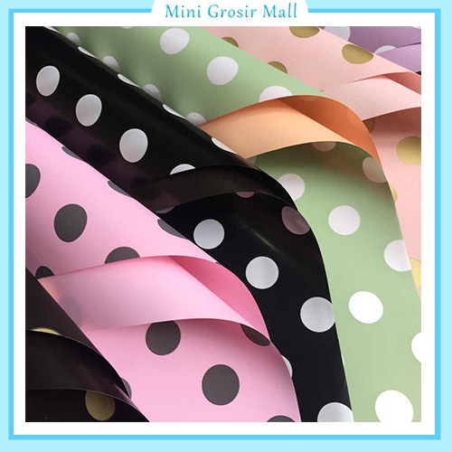 

20 Lembar Flower Wrapping Polkadot Cellophane Kertas Buket Bunga Polkadot Korea Perpack KB11
