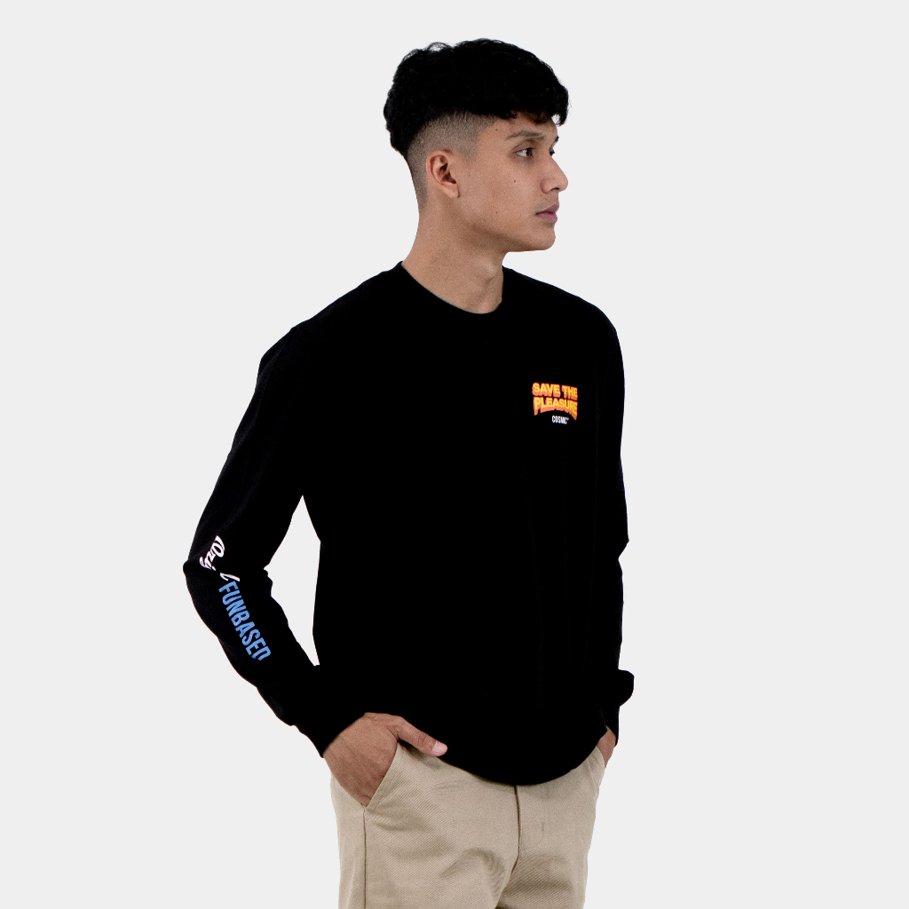 Cosmic T-Shirt Kaos Pria BISHI BLACK LS Lengan Panjang