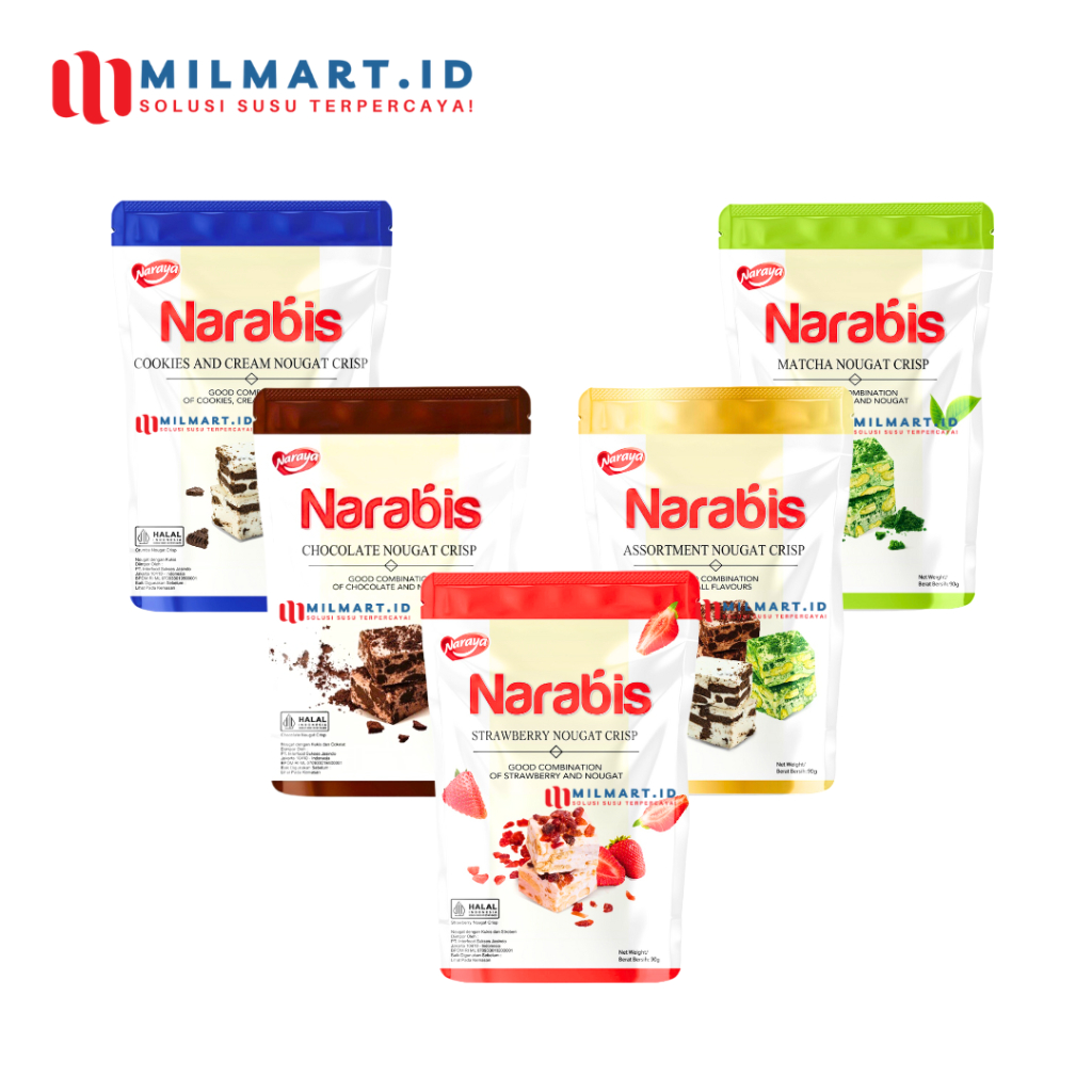 

NARAYA NARABIS NOUGAT CRISP COOKIES 90 G JAJANAN MATCHA/STRAWBERRY/CHOCOLATE/CREAM/ASSORTMENT