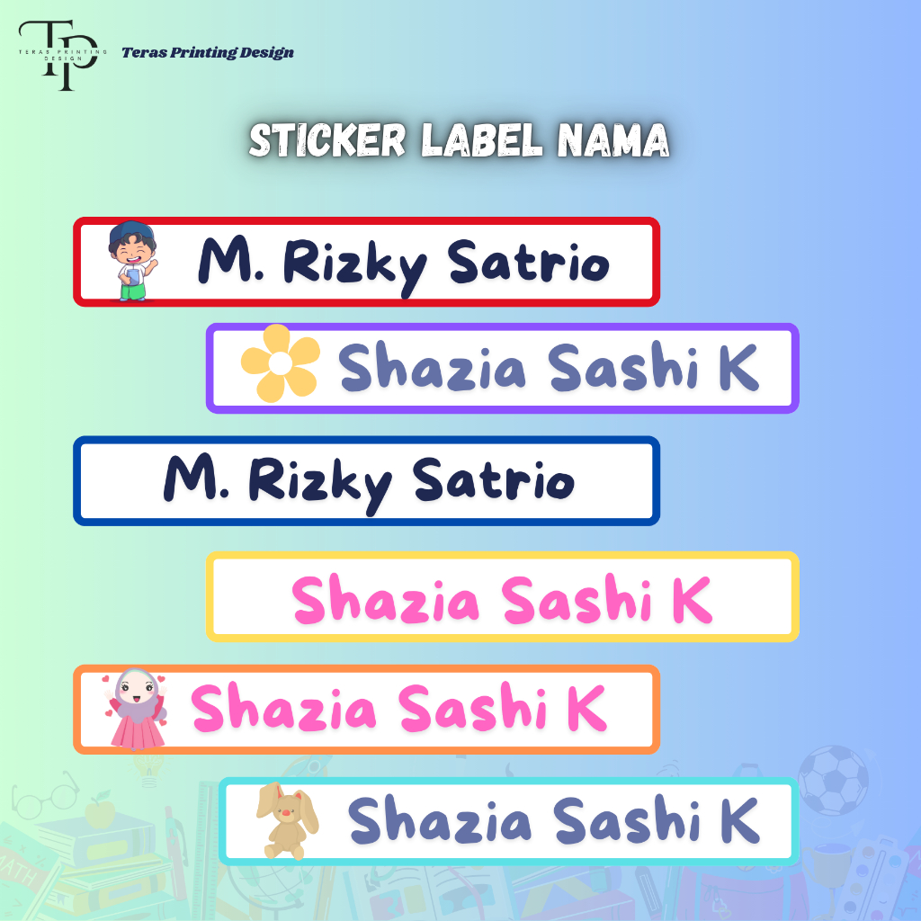 

Stiker Nama Alat Tulis Anak Vinyl Waterproof Anti Air custom