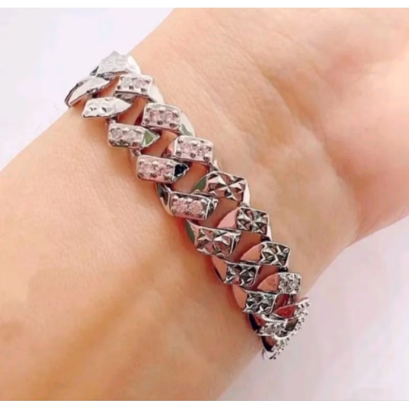 GELANG RANTAI SISIK NAGA PERAK TITANIUM WANITA ANTI KARAT ANTI LUNTUR PERHIASAN ASLI ORI TERBARU
