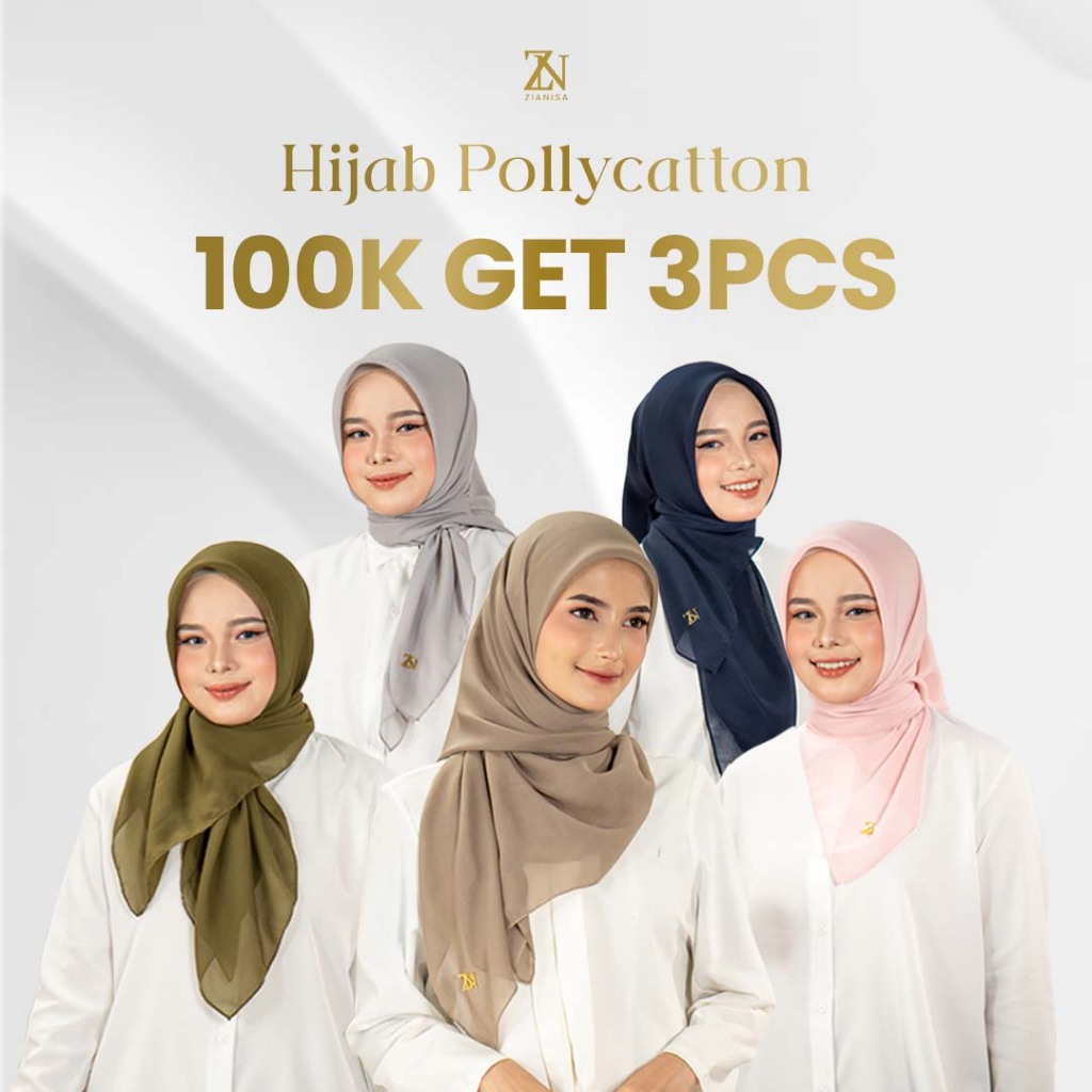 ZIANISA - Jilbab Maliha Scarf Hijab Segi Empat Polos Pollycotton Premium