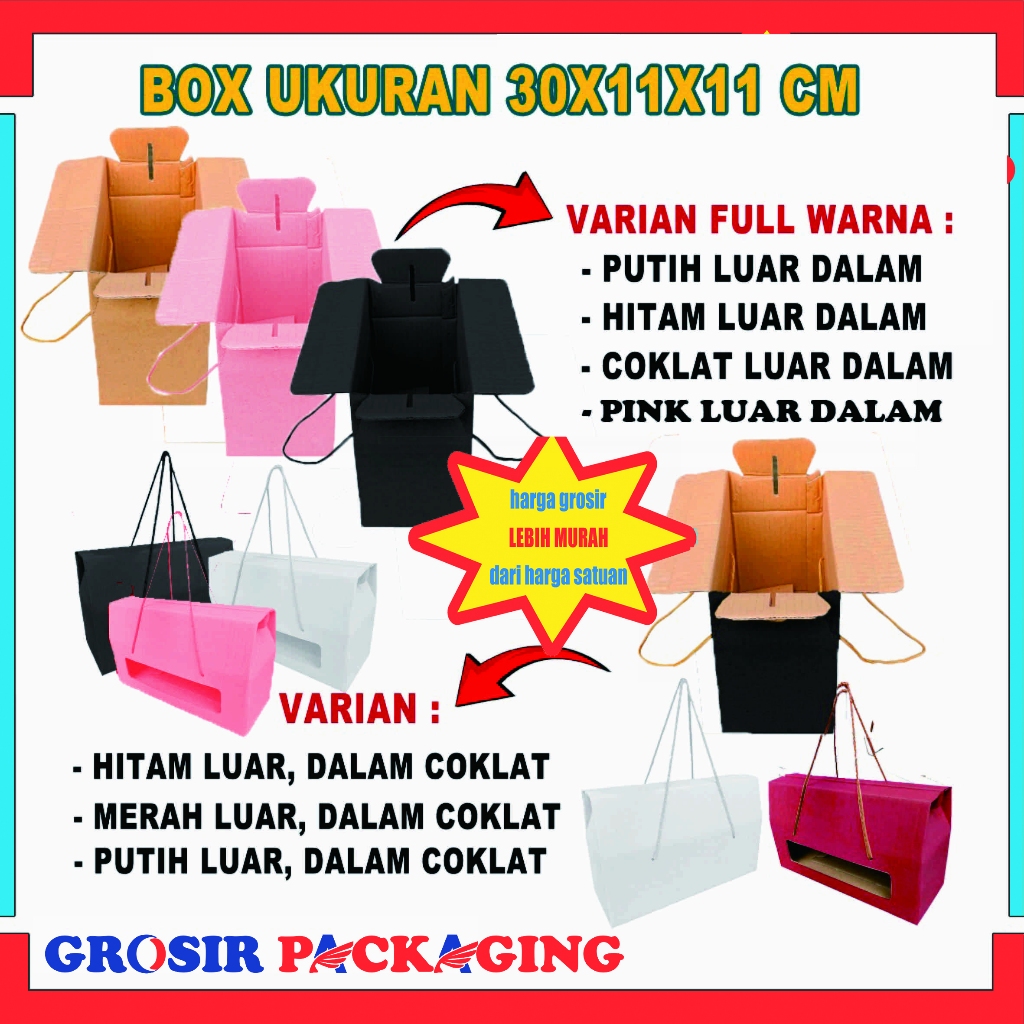 

(PAKET 100 PCS) Box Tas 30x11x11 Cm/ Box Packaging/ Kardus Polos/ Box Tas