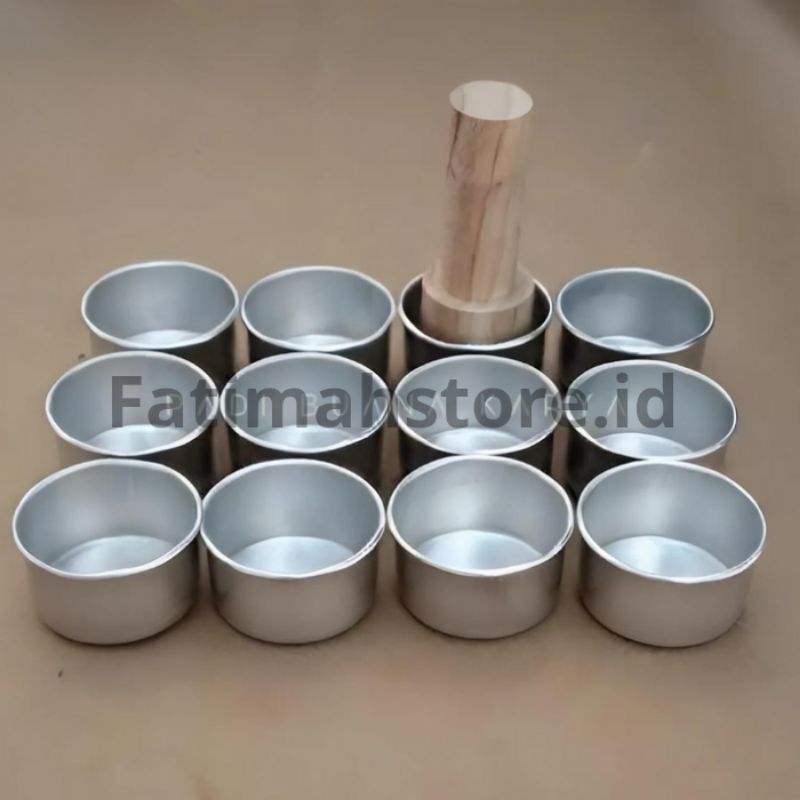 12 pcs loyang /cetakan bolu cake tart mini tambah kayu penekan / cetakan tart mini / cetakan
