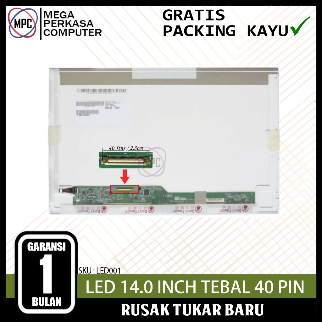 Layar LCD LED Laptop 14 Inch tebal 40 pin