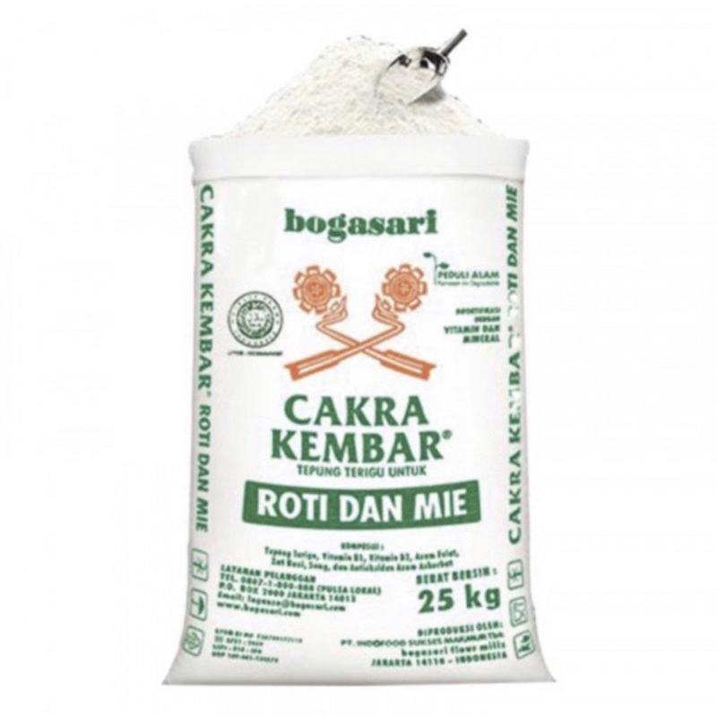 

Tepung Terigu Cakra Kembar KARUNG 25kg Bogasari Protein Tinggi READY (gosend)