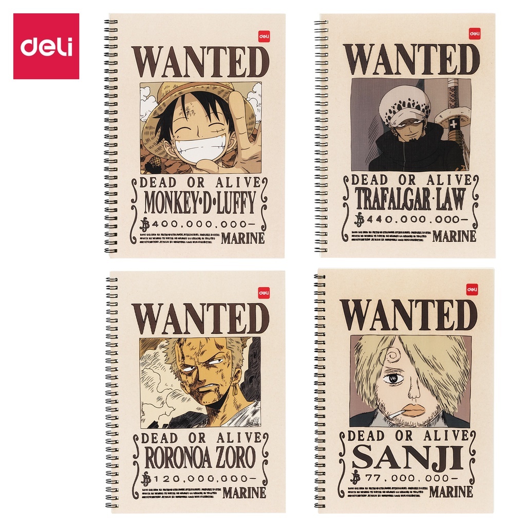 Deli One Piece Spiral Notebook / Buku Tulis Buku Catatan Spiral  B5 60 Lembar 70 GSM One Piece