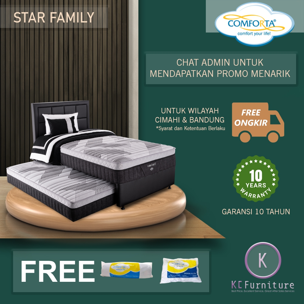 Kasur Springbed 2 in 1 Comforta - NEW Star Family FULL SET
