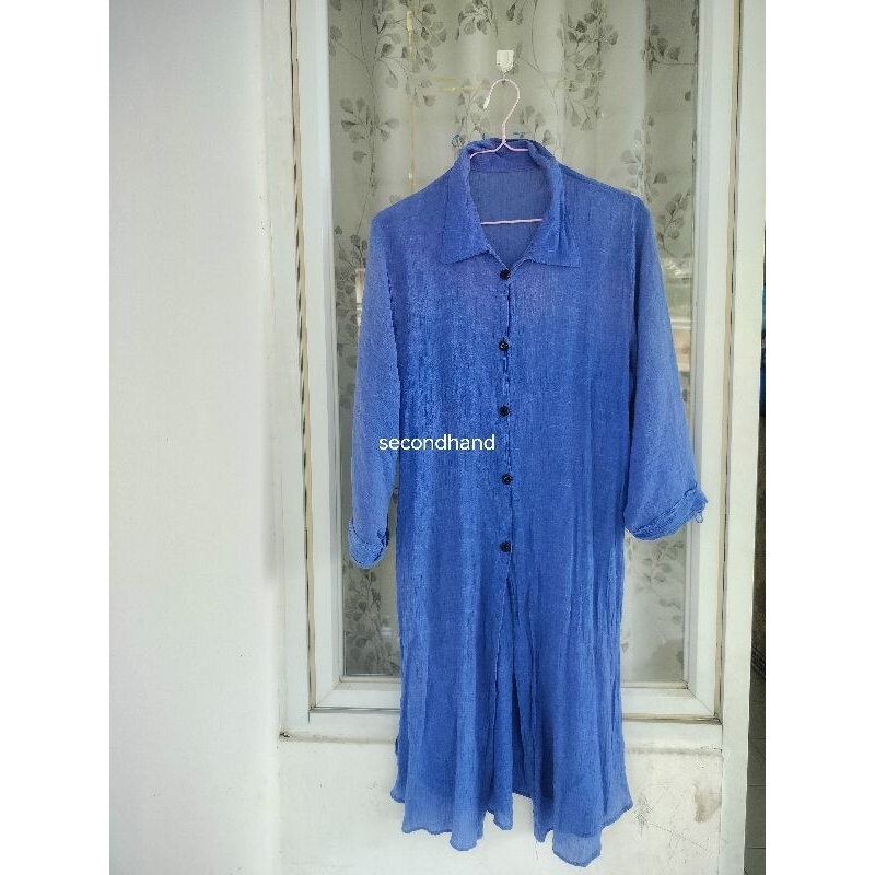 [secondhand] Kemeja 7/8 wanita biru laut