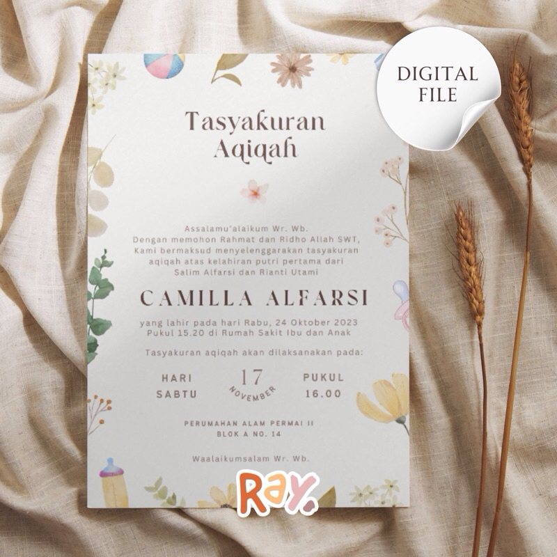 Undangan Aqiqah Digital, Undangan Aqiqah Online, Undangan Aqiqah Bayi Laki-Laki, Undangan Aqiqah Ana