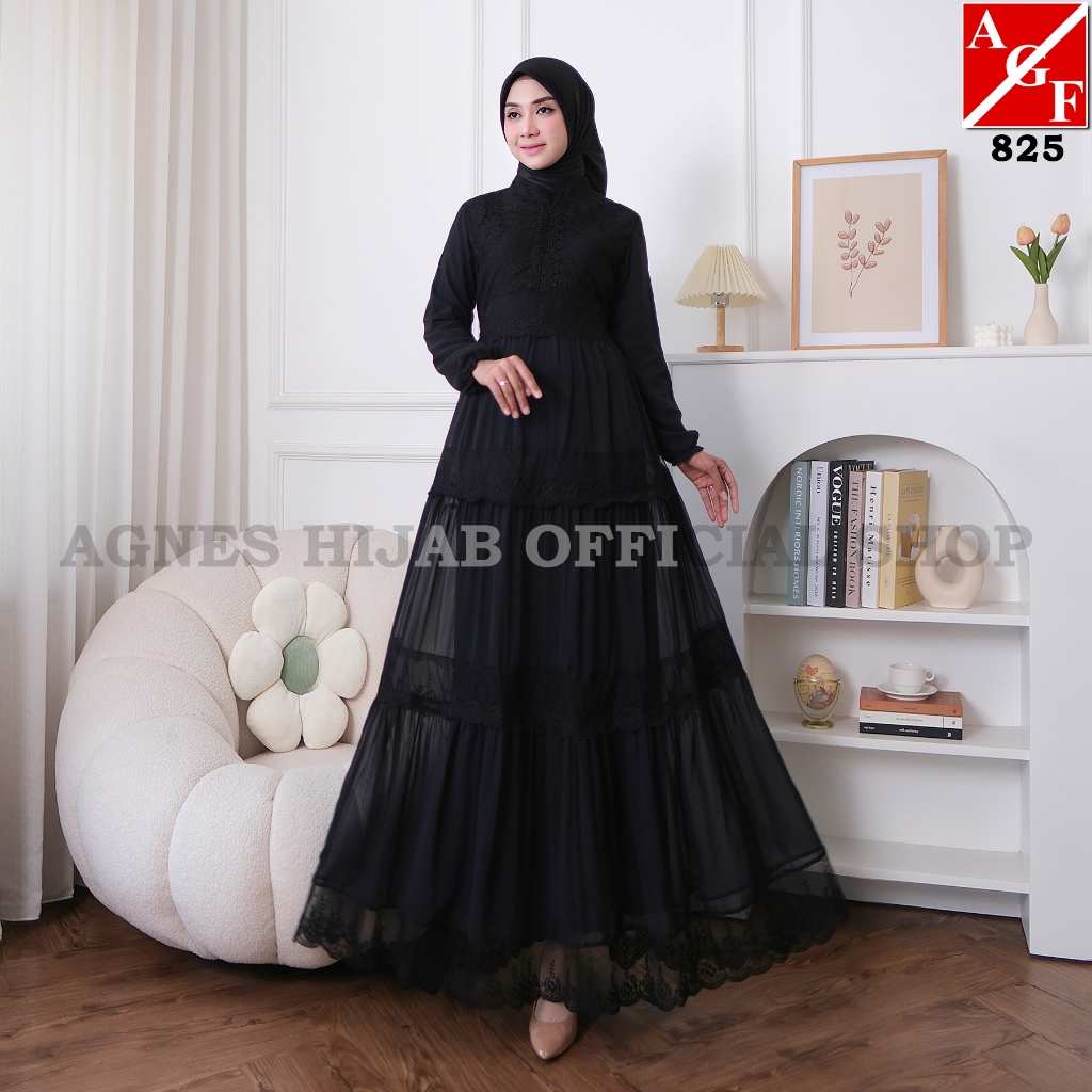 Diskont Agnes Hijab - Azzahra Dress Gamis Putih Baju Muslim Wanita Dewasa Gaun Pesta Kondangan