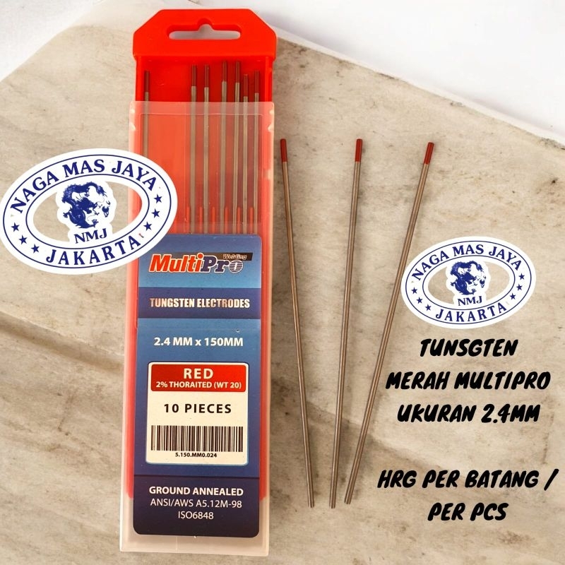 TUNGSTEN LAS ARGON STAINLESS 2.4MM MULTIPRO / JARUM LAS ARGON STAINLESS 2.4 MM MULTIPRO MERAH