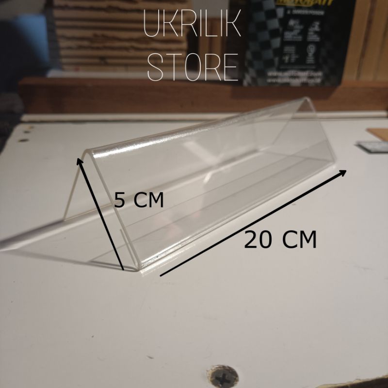 

5 x 20 cm - Papan nama akrilik bening satu sisi tebal 2 mm