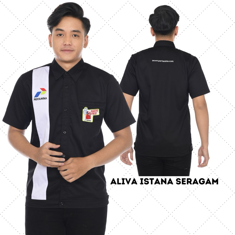 Sergam Kerja Pertamina Hitam Baju Pria Karyawan Pertamina