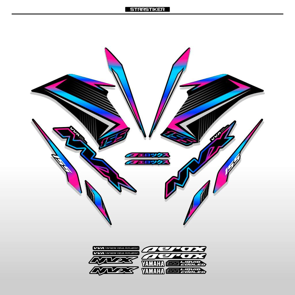 STRIPING AEROX 155 / 2 / COMBO COLOR / DASAR HITAM / NEW / STIKER AEROX 155 CONNECTED / STICKER AERO