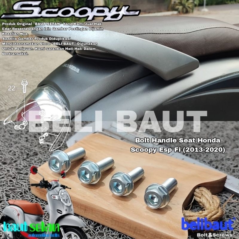 Baut Dua Kunci Handle Seat ( Behel ) Honda Scoopy Esp Fi (2013 -2020)
