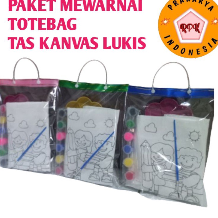PROMO TERBATAS Paket Mewarnai Tas kanvas tote bag paket lukis