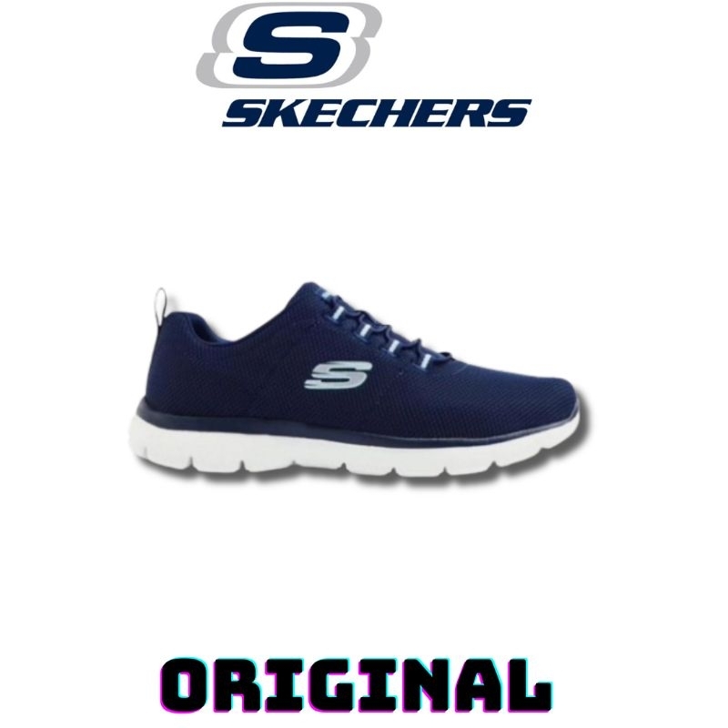 Sepatu Skechers Pure Genius Optimistic Navy Lite Blue Women's ( 8750048/NVLB ) Original